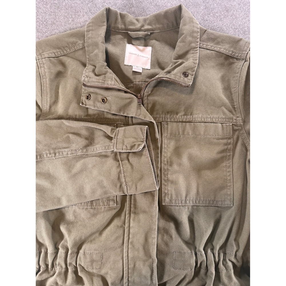 Vintage America Womens Olive Green Utility Jacket Size M Military Field Coat